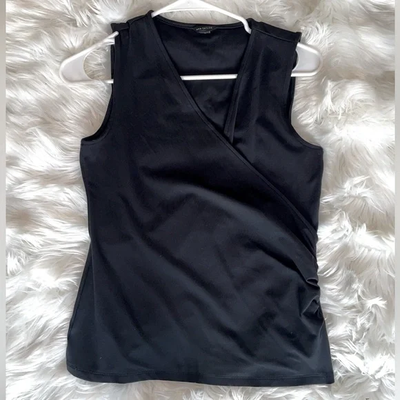 Ann Taylor Wrap Blouse in Black - Picture 2 of 5
